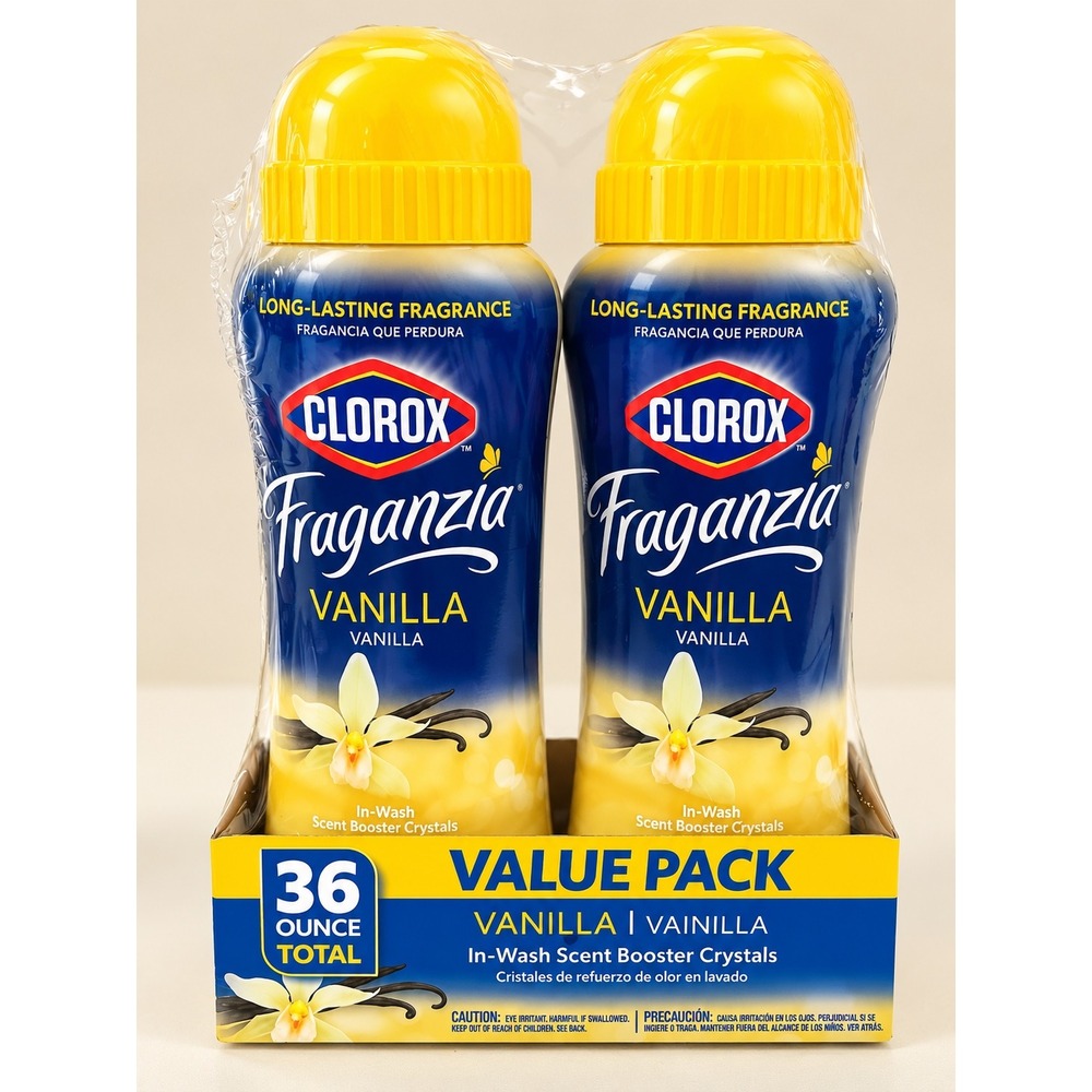 Clorox Fraganzia Vanilla In-Wash Scent Booster Crystals 36oz Total 2 Pack